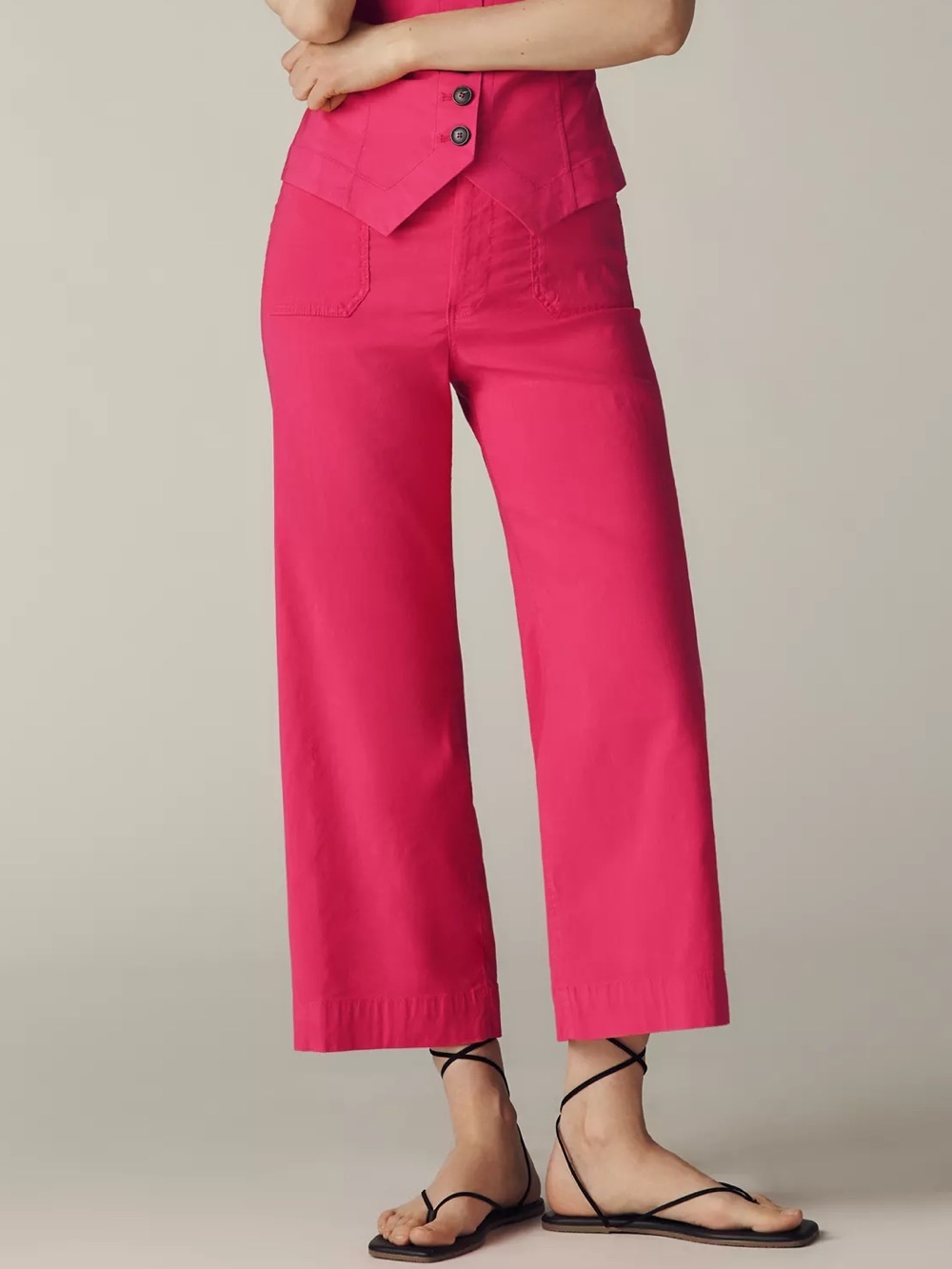 Maeve The Colette Magic Fabric Geranium High Rise Cropped Wide-Leg Pants NWT